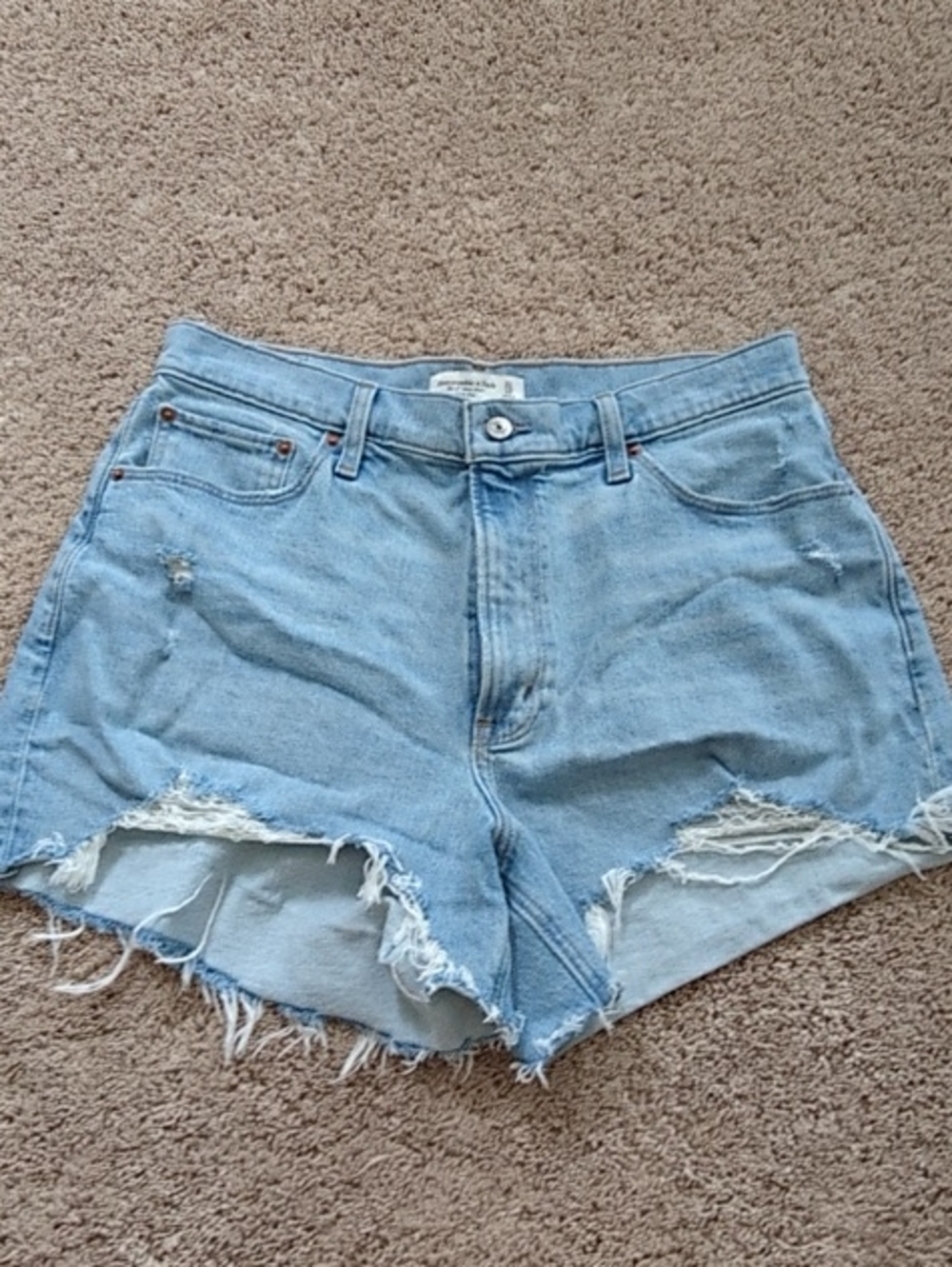 Abercrombie & Fitch Light Denim Frayed Cutoff Shorts - Curve Love